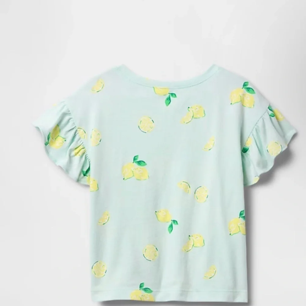 GAP Mint Lemon Print Ruffle Sleeve Tee